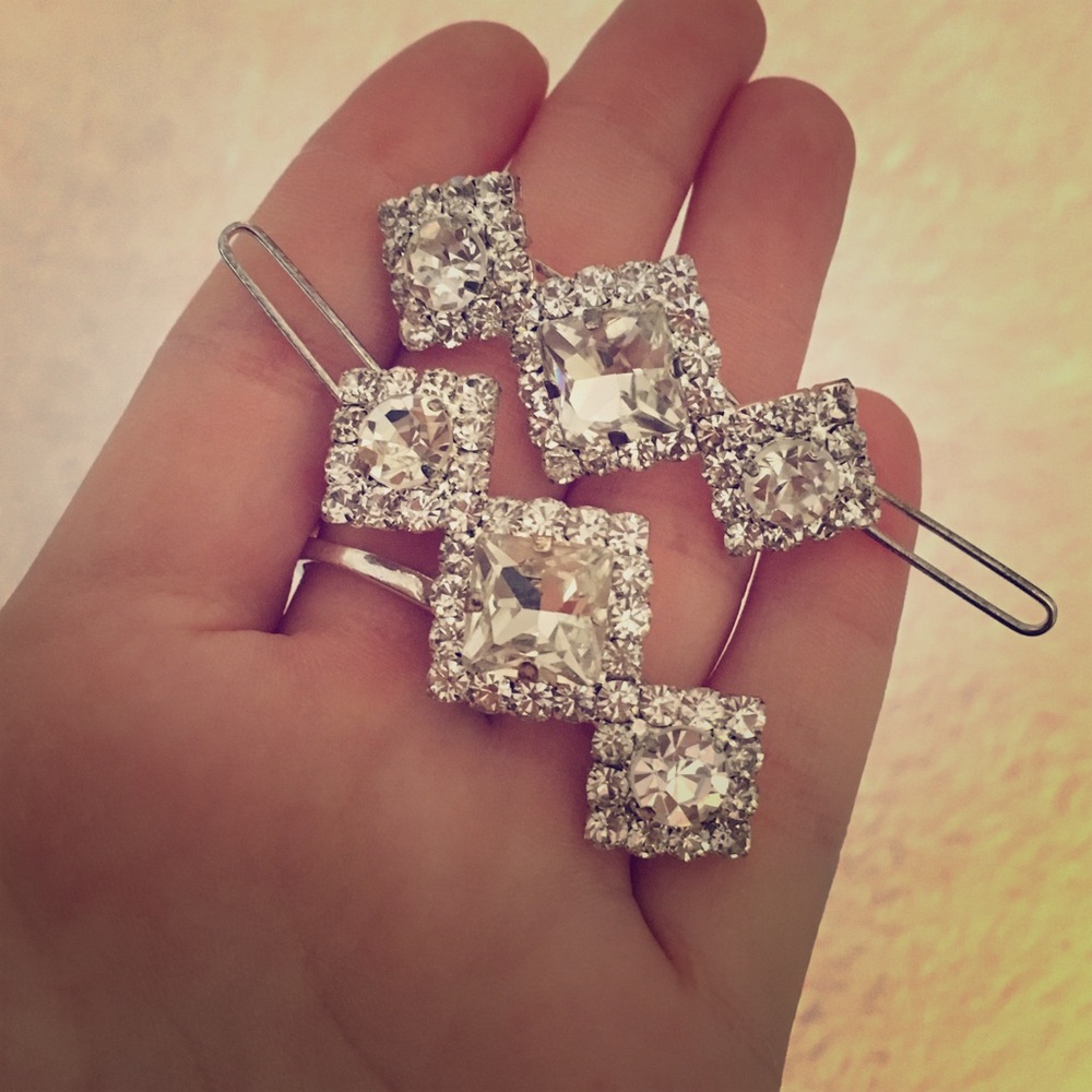 Cristal and glass hair pins